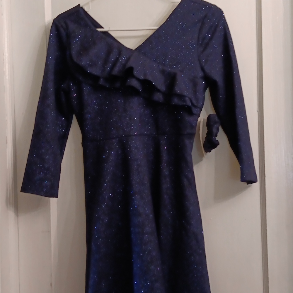 Emerald Sundae Girls Sparkling Ruffle Front  Dress NWT Size  XL 16